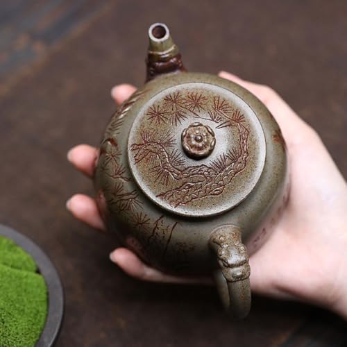Tea Kettle Retro Stoneware Green Pine Wind Hat Teapot Tea Ceremony Single Pot Tea Maker Ceramic Tea Infuser - Image 7