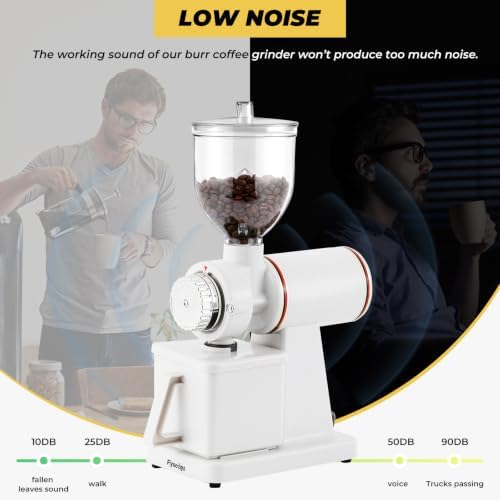 Electric Burr Coffee Grinder, Anti-Static 8 Grind Settings, White - Image 4