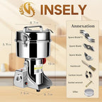 Grain Mill Grinder 2000g High Speed Food Grain Mill Stainless Steel Seeds Flour Nut Wheat Corn Spices & Seasonings Dry Grinder Electric Machine Grinder for Kitchen - Image 2