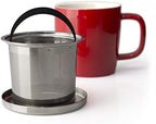 FORLIFE Dew Glossy Finish Brew-In-Mug with Basket Infuser &"Mirror" Stainless Lid 11 oz. (Red) - Image 3