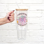 Sip-Sip Hooray! Rather Be Reading 40oz Glass Tumbler with Lid and Straw - Image 2