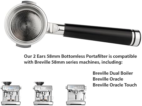LILQ 58mm Bottomless Naked 2 Ears Portafilter | Compatible with Breville Machines | Stable Handle (Maple Fusion, 58mm For Breville) - Image 2