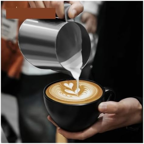 Milk Frother Jug 600ml Milk Frothing Pitcher Steaming Pitchers for Coffee Art Coffee Accessories(400ml,Silver Spot) - Image 5