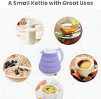 Collapsible Travel Kettle, Portable Electric Kettle, Travel Tea Kettle, Portable Water Boiler, Food Grade Silicone, Auto Shut off and Keep Warm, 110V 555ml (Purple) - Image 2