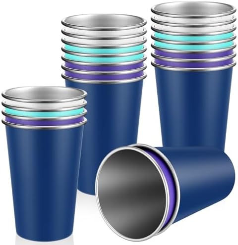 Mimorou 20 Pack 16 oz Stainless Steel Cups Metal Cup, Colorful by Mimorou