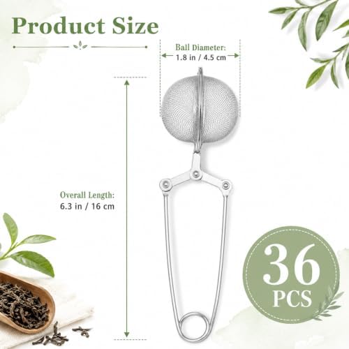 36 Pack Snap Tea Ball, 304 Stainless Steel Tea Infuser Ball with Handle - Image 2
