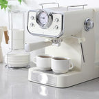 MALACASA Porcelain Espresso Cups Set of 4, with Saucers and Metal Stand, 4 Ounce Stackable Cappuccino Cups, Expresso Shots Cup Ceramic Demitasse Mugs, White with Spoon - Image 5