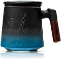 suyika Ceramic Tea Cup with Infuser and Lid, Matte Black 15.2 oz / 450 ml by suyika