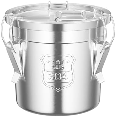 304 Stainless Steel Airtight Canister, 6L Canisters Container with Lids and Sturdy Locking Clamp,Bucket Food Storage Containers Airtight for Rice, Flour, Grain, Coffee Bean by Unknown