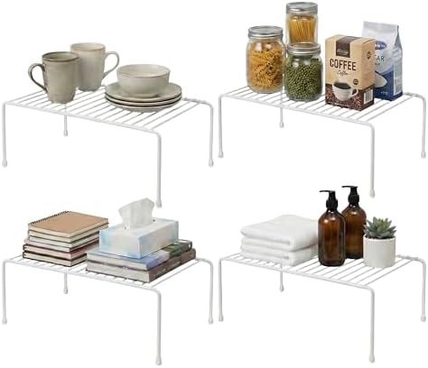 Evelots Wire Shelf Organizer Set, Metal Cabinet Shelf Risers, 4-Pack, White by Evelots