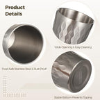 OMISTAR 4 Pcs Stainless Steel Double Wall Cups 15 oz, Korean Hammered Insulated Metal Cup, Unbreakable Stackable Water Tumblers for Beer, Beverage, Parties, Silver - Image 3