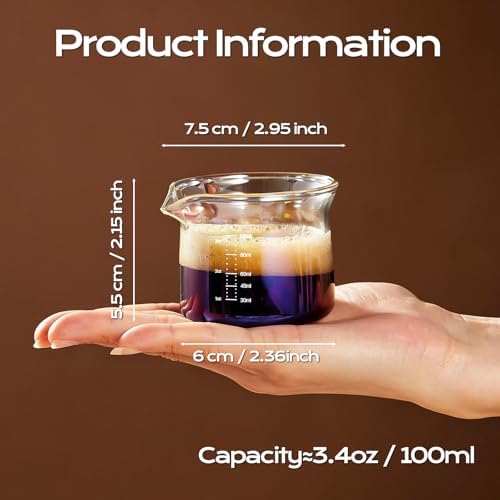 YARRAMATE Espresso Shot Glass (3.4oz/100ml) & Milk Frother (Black) - Image 2