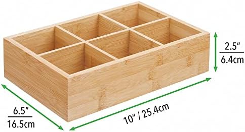 mDesign Bamboo Tea & Food Storage Organizer Container Box - Wooden Holder Case for Tea Bags, Coffee, Snacks, Sugar, Sweeteners, and Small Packets - Echo Collection - 2 Pack - Natural Wood - Image 6