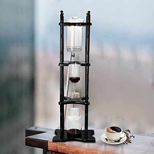 Ice Drip Coffee Maker, 2L/67.63oz(About 25 Cups) Large Capacity Cold Brew Tower for Home, Coffee Shop Glass & Solid Wood Manual Dripper Brewer, Reusable Cold Tea Maker, 11.02*9.65*45.28in Black-Red - Image 3