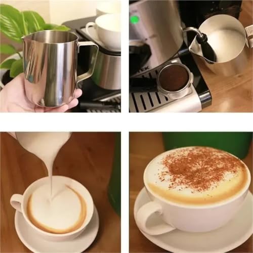 Milk Frother Cup Stainless Steel Stainless Steel Scale Milk Frothing Cup 350/900ml Pitcher Coffee Latte Art Jug for Barista Home Making(900ML silver) - Image 6