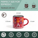 Ceramic Espresso Cups, 5 Oz Espresso Cups Set of 4, Handmade Espresso Cup, 2.75 Inch Espresso Mugs, Multicolor Demitasse Cups, Microwave & Dishwasher Safe Espresso Mugs, Coffe Mug (SULTAN'S GARDEN) - Image 2
