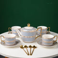 CwlwGO-Bone China Blue And White Tea Cup Sets,Ceramic Cup and Saucer Service for 4,Elegance Afternoon teapot and cup Set,Tea Sets for Women, Tea Cups and Saucer Set for Adults. by HappleCwlwgoHome