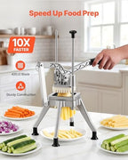 VEVOR French Fry Cutter, 1/4" Blade Commercial Potato Chopper, Lever-Action Vegetable Dicer with Ergonomic Handle, Stainless Steel Potato Slicer for Thin Cut Fries, Onion, Carrots, Bell Pepper - Image 2