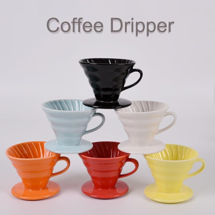 White V60 Ceramic Coffee Dripper,Single Cup Ceramic Coffee Dripper,Resuable Coffee Filter for Coffee,Travel,Camping ACMD11 - Image 3