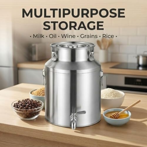 1-26 Gallon Stainless Steel Milk Bucket Beverage Dispenser with Faucet - Image 5