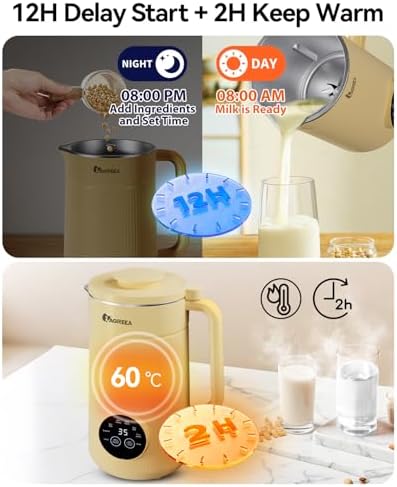 8 in1 Automatic Nut Milk Maker Machine, 35oz Almond Milk Maker Machine for Homemade Milkshake, Almond, Plant-Based, BPA Free Electric Blender for Baby Food With Delay start/Self Clean, juicer - Image 5