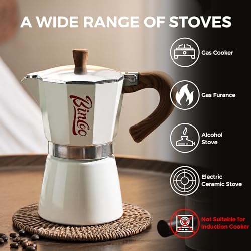 Bincoo Blue Moka Pot 6 Cups, Espresso Maker Stovetop, Aluminum Espresso Pot Classic Italian Coffee Maker,Single Safety Valve - Image 3