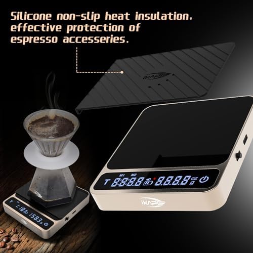 IKAPE Digital Coffee Scale, Premium Aluminium Espresso Scales with Timer, 2kg/0.1g High Precision Rechargeable Drip Espresso Scale with Tare Function, LED Display(Gold) - Image 5