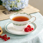KAMMAK Tea Cups Set of 2,Ceramic Floral Pattern Demitasse Cup - Image 4