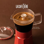 La Cafetière Verona Glass Espresso Maker, Red, 6 Cup, Gift Boxed - Image 4
