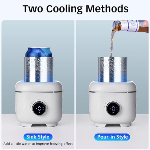 Cooling Cup with Mood Light,2 in 1 Cup Cooler Warmer for Desktop for 30.2℉-158℉,Electric Beverage Cooler with Aluminum Mug,Portable Quick Drink Chiller for Coffee Juice Cola Beer,Gifts for Women Men - Image 4