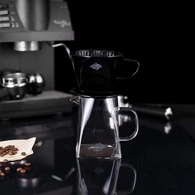Pour Coffee Dripper Set Manual Drip Ceramic Coffee Maker 600ML Glass Carafe Ceramic Dripper Coffee Filters（Black） - Image 3