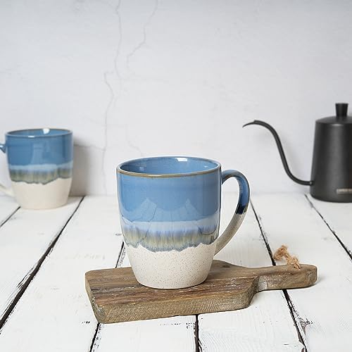 Bosmarlin Ceramic Coffee Mug Set of 4, 17 Oz, Coffee Cups with Big Handle, Microwave Safe, Unique Reactive Glaze - Image 4