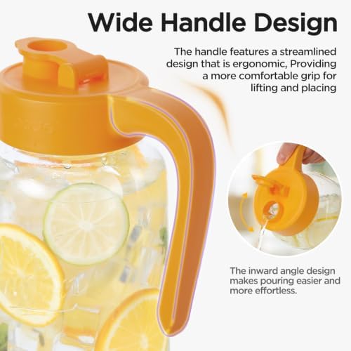 Mason Jar Pitcher, 2 pcs 64 oz (2 quart), Glass Pitcher with Lid - Image 3