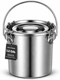 iplusmile Stainless Steel Airtight Canisters Container: 152 fl oz Airtight Clamp Lid Kitchen Food Storage Bucket for Rice Flour Grain Coffee Bean Flour Oil Sugar Milk by iplusmile