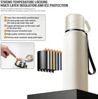 Double wall vacuum Leakproof stainless steel wide mouth insulated water bottle;tea tumbler with infuser,cup,lid;smart thermoses hot drinks;thermal flask ice coffee with led digital temperature display - Image 5