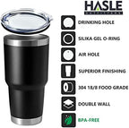 HASLE OUTFITTERS 30oz Stainless Steel Tumbler, Double Wall Vacuum Insulated Travel Mug Tumbler, Durable Insulated Coffee Mug, Gift Box Set (Black, 4) - Image 2