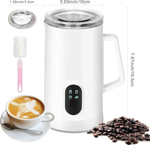 Milk frother, 4 in 1 milk frother with heating function, 580ml/19.6oz Automatic hot and cold coffee foamer, Latte, Cappuccino, Macchiato, Hot Chocolate, milk steamer with temprature control (1, Black) - Image 6