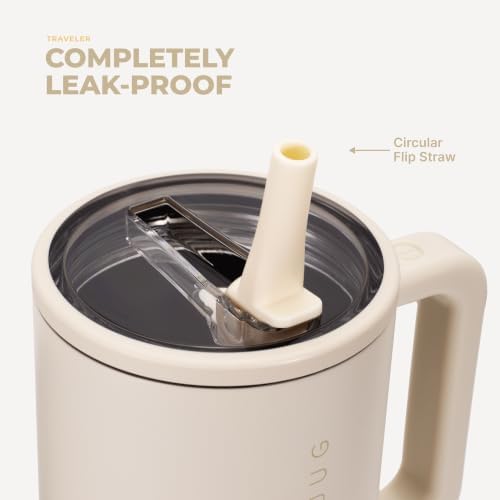 HydroJug Traveler 32oz, Insulated Tumbler with Handle & Straw, Cream - Image 4