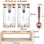 KKC Glass Protein Powder Container, 40oz Airtight Collagen Storage Jars with Bamboo Lids & 1 TBSP Measuring Spoons - Wide Mouth Aesthetic Countertop Dispenser Organizer for Kitchen, Smoothie Bar - Image 4