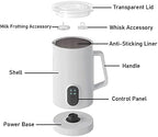 Milk Frother and Warmer, 4 in 1 Electric Foam Maker Stainless Steel Milk Steamer with Hot & Cold Milk Automatic Milk Warmer for Coffee, Latte, Hot Chocolates, Cappuccino (White) - Image 5