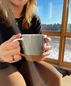 MORA Ceramic Large Latte Mug Set of 4, 16oz - Microwavable, Porcelain Coffee Cups With Big Handle - Modern, Boho, Unique Style For Any Kitchen. Microwave Safe Stoneware - Earl Grey - Image 6