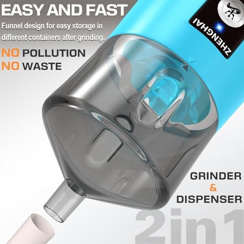 Electric Herb Grinder 150W Spice Grinder USB-C Rechargeable, Compact Size, Easy On/Off. Fast Grinding Dry Spices Herbs, with Pulse Mode and Cleaning Brush (Blue) - Image 3