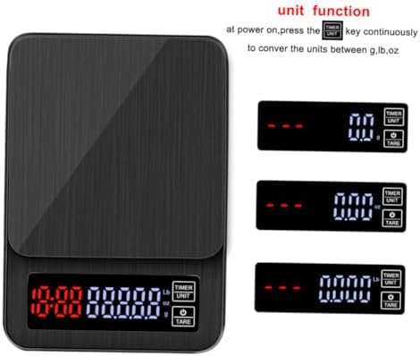 Ipetboom Digital Kitchen Food Scale with Timer High Precision Electronic Coffee Scale for Cooking and Baking Capacity USB Powered Black Portable Multifunctional Weighing Tool - Image 2