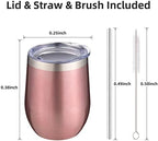 12 oz Insulated Wine Tumbler with Lid and Straw,Stainless Steel Stemless Wine Tumbler Glasses 16 Packs Double Wall Vacuum Wine Cups Tumbler Bulk for Champaign,Beer,Cocktail,Office,16 Colors - Image 2