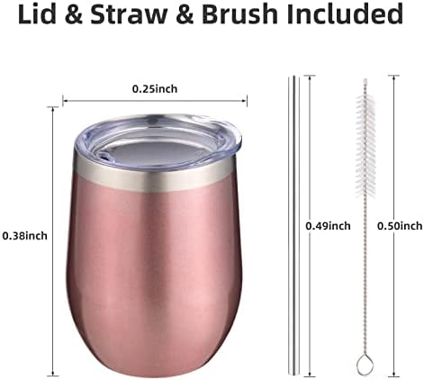 12 oz Insulated Wine Tumbler with Lid and Straw,Stainless Steel Stemless Wine Tumbler Glasses 16 Packs Double Wall Vacuum Wine Cups Tumbler Bulk for Champaign,Beer,Cocktail,Office,16 Colors - Image 2