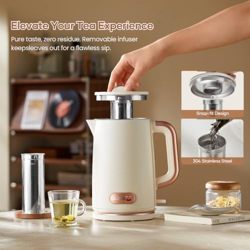 OLEGA Electric Kettle: 1200W Fast Boil Tea Kettles with Tea Infuser 1.5L - Image 2