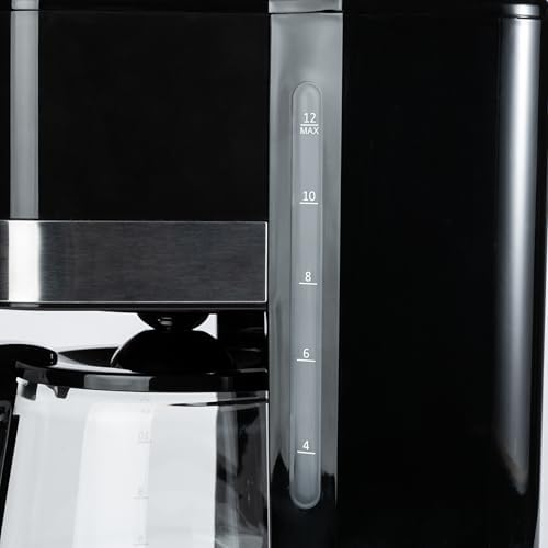 Amazon Basics 12 Cup Drip Coffee Maker with Glass Carafe (1.9 Qt), Auto Shut-off, Auto Pause, Removable Filter Basket, Black & Silver - Image 6