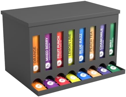 Drink Packet Organizer, 8 Slot Dispenser with Front Pull Windows for Drink Mix Packets, Electrolyte Sticks and Tea Bags, Tea Bag Organizer for Pantry and Coffee Station (Matte Black, 2 Pack) - Image 2