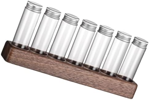 Coffee Bean Storage Tube Rack, Glass Containers with Wooden Holder for Home by GARNECK