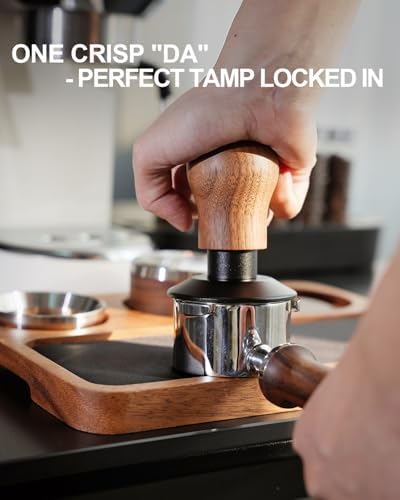 58mm Espresso Tamper, 3 Spring Loaded 30lb Pressure Click Walnut Handle - Image 6